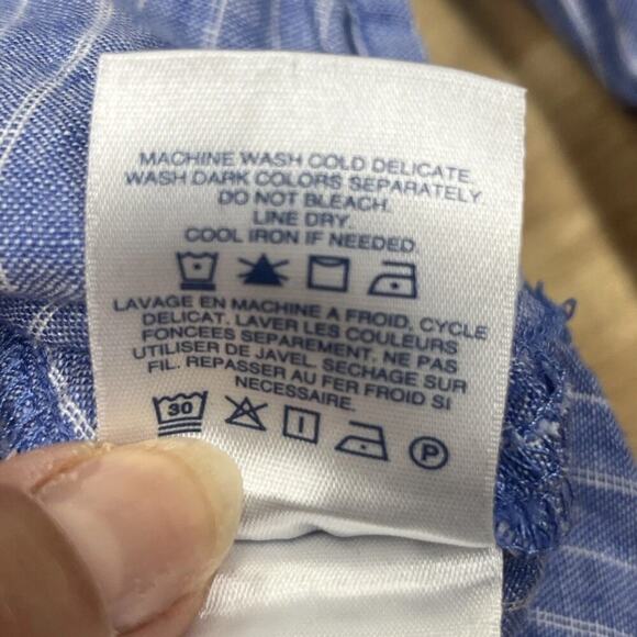 Land's End Womens 100% Linen Blue Striped Size 1X Minimalist Coastal Beachy - Picture 9 of 9